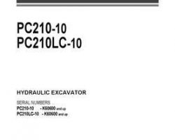 Komatsu Excavators Crawler Model Pc210-10 Owner Operator Maintenance Manual - S/N K60600-UP