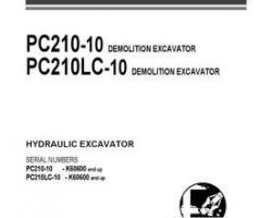 Komatsu Excavators Crawler Model Pc210-10-Demolition Owner Operator Maintenance Manual - S/N K60600-UP