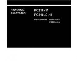 Komatsu Excavators Crawler Model Pc210-11 Shop Service Repair Manual - S/N 500007-UP