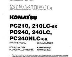 Komatsu Excavators Crawler Model Pc210-6-K Shop Service Repair Manual - S/N K30001-32000