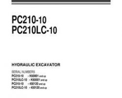 Komatsu Excavators Crawler Model Pc210Lc-10 Owner Operator Maintenance Manual - S/N 450120-UP