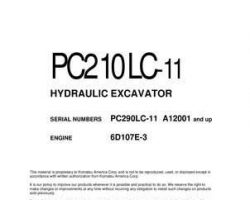 Komatsu Excavators Crawler Model Pc210Lc-11 Shop Service Repair Manual - S/N A12001-UP
