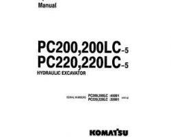 Komatsu Excavators Crawler Model Pc220-5 Owner Operator Maintenance Manual - S/N 35001-36613
