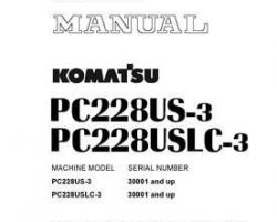 Komatsu Excavators Crawler Model Pc228Us-3 Shop Service Repair Manual - S/N 30001-UP