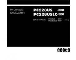 Komatsu Excavators Crawler Model Pc228Us-3-E0 Shop Service Repair Manual - S/N 40001-UP