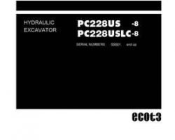 Komatsu Excavators Crawler Model Pc228Us-8 Shop Service Repair Manual - S/N 50001-UP