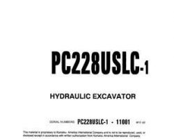 Komatsu Excavators Crawler Model Pc228Uslc-1 Owner Operator Maintenance Manual - S/N 11001-UP
