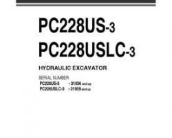 Komatsu Excavators Crawler Model Pc228Uslc-3 Owner Operator Maintenance Manual - S/N 31959-UP