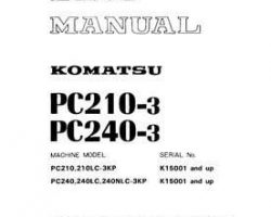 Komatsu Excavators Crawler Model Pc240Nlc-3-Perkins Shop Service Repair Manual - S/N K15001-UP