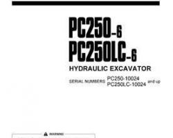 Komatsu Excavators Crawler Model Pc250-6 Owner Operator Maintenance Manual - S/N 10021-UP
