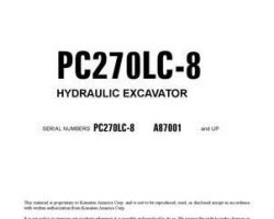 Komatsu Excavators Crawler Model Pc270Lc-8 Shop Service Repair Manual - S/N A87001-UP