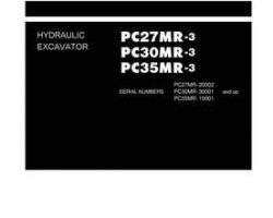Komatsu Excavators Crawler Model Pc27Mr-3-For Canopy Shop Service Repair Manual - S/N 20002-UP