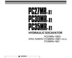 Komatsu Excavators Crawler Model Pc27Mrx-1 Owner Operator Maintenance Manual - S/N 10001-UP