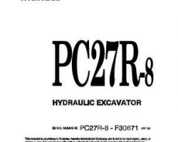 Komatsu Excavators Crawler Model Pc27R-8 Shop Service Repair Manual - S/N F30671-F31102