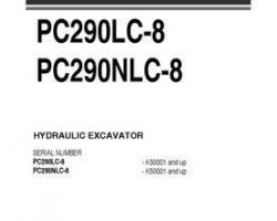 Komatsu Excavators Crawler Model Pc290Lc-8 Owner Operator Maintenance Manual - S/N K50001-UP