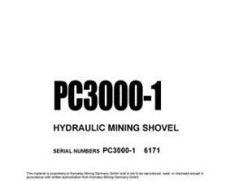 Komatsu Excavators Crawler Model Pc3000-1 Owner Operator Maintenance Manual - S/N 6171