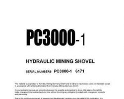 Komatsu Excavators Crawler Model Pc3000-1 Shop Service Repair Manual - S/N 6171
