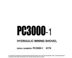 Komatsu Excavators Crawler Model Pc3000-1 Owner Operator Maintenance Manual - S/N 6174