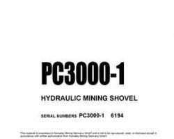 Komatsu Excavators Crawler Model Pc3000-1 Owner Operator Maintenance Manual - S/N 6194