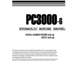 Komatsu Excavators Crawler Model Pc3000-6 Shop Service Repair Manual - S/N 6237