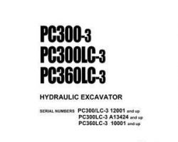 Komatsu Excavators Crawler Model Pc300-3 Shop Service Repair Manual - S/N 12001-UP