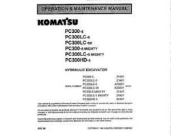 Komatsu Excavators Crawler Model Pc300-5 Owner Operator Maintenance Manual - S/N 21401-UP