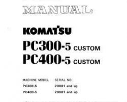 Komatsu Excavators Crawler Model Pc300-5-Custom Shop Service Repair Manual - S/N 20001-UP