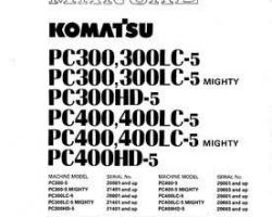Komatsu Excavators Crawler Model Pc300-5-Mighty Shop Service Repair Manual - S/N 21401-UP