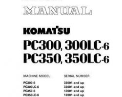 Komatsu Excavators Crawler Model Pc300-6 Shop Service Repair Manual - S/N 33001-UP