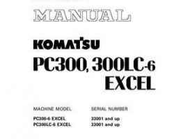 Komatsu Excavators Crawler Model Pc300-6-Excel Shop Service Repair Manual - S/N 33001-UP