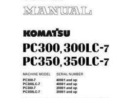 Komatsu Excavators Crawler Model Pc300-7 Shop Service Repair Manual - S/N 40001-UP