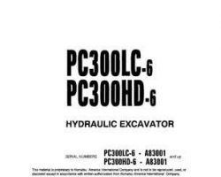 Komatsu Excavators Crawler Model Pc300Hd-6-Le Owner Operator Maintenance Manual - S/N A83001-UP