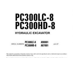 Komatsu Excavators Crawler Model Pc300Hd-8 Shop Service Repair Manual - S/N A87001-UP