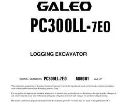 Komatsu Excavators Crawler Model Pc300Ll-7-Tier 3 Owner Operator Maintenance Manual - S/N A86001-UP