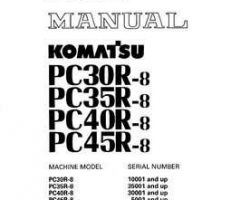 Komatsu Excavators Crawler Model Pc30R-8 Shop Service Repair Manual - S/N 10001-UP