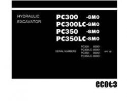 Komatsu Excavators Crawler Model Pc350-8-M0 Shop Service Repair Manual - S/N 80001-UP
