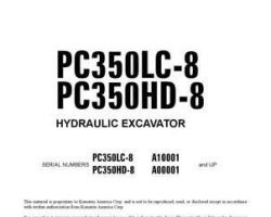 Komatsu Excavators Crawler Model Pc350Hd-8 Shop Service Repair Manual - S/N A00001-UP