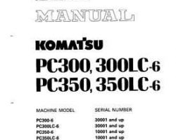 Komatsu Excavators Crawler Model Pc350Lc-6 Shop Service Repair Manual - S/N 10001-UP