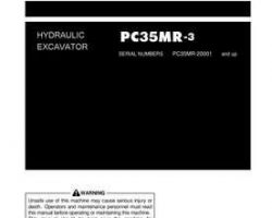 Komatsu Excavators Crawler Models Pc35Mr-3 N. America, Cab Spec. Owner Operator Maintenance Manual - S/N 20001-20400