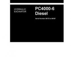 Komatsu Excavators Crawler Model Pc4000-6 Shop Service Repair Manual - S/N 08175-08197