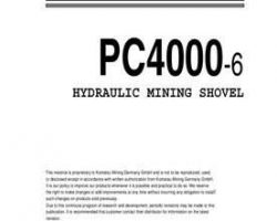 Komatsu Excavators Crawler Model Pc4000-6 Shop Service Repair Manual - S/N -