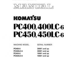 Komatsu Excavators Crawler Model Pc400-6 Shop Service Repair Manual - S/N 30001-32000
