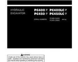 Komatsu Excavators Crawler Model Pc400-7 Owner Operator Maintenance Manual - S/N 52025-UP