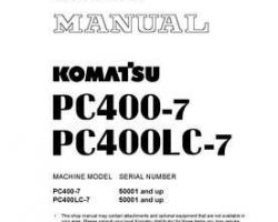 Komatsu Excavators Crawler Model Pc400-7--50C Degree For Cis Shop Service Repair Manual - S/N 50001-UP