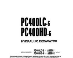 Komatsu Excavators Crawler Model Pc400Hd-6-Lc Shop Service Repair Manual - S/N A80001-A83000