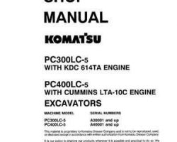 Komatsu Excavators Crawler Model Pc400Lc-5-Lc Shop Service Repair Manual - S/N A40001-A70500