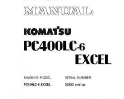 Komatsu Excavators Crawler Models Pc400Lc-6-Pipe Looper Spec, Excel Shop Service Repair Manual - S/N 32933-UP