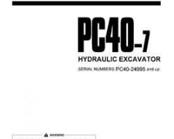 Komatsu Excavators Crawler Model Pc40-7-D Owner Operator Maintenance Manual - S/N 24995-UP