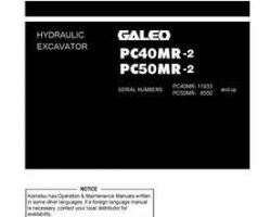Komatsu Excavators Crawler Model Pc40Mr-2-As Owner Operator Maintenance Manual - S/N 11933-UP