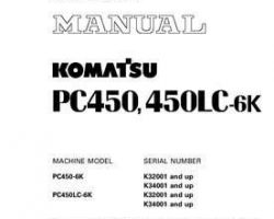 Komatsu Excavators Crawler Model Pc450Lc-6-K Shop Service Repair Manual - S/N K32001-UP